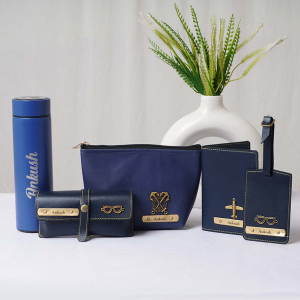 Personalised Gift Combo With Charm - Navy Blue - Uncommongifts.in